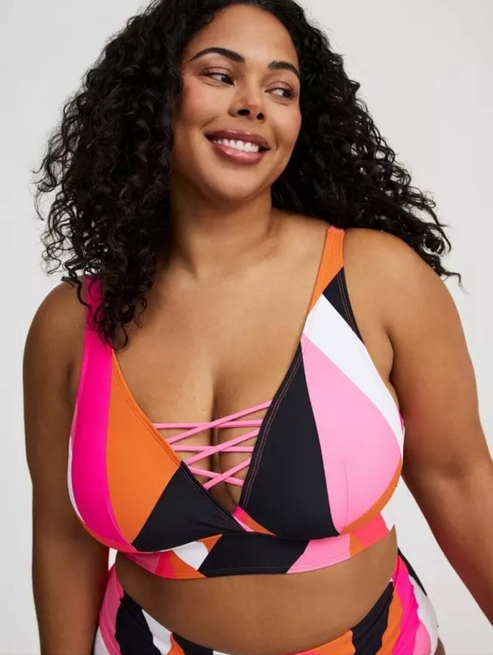Torrid Geometric Wireless XO Triangle Swim Bikini Top Only Plus Size 3X NWT